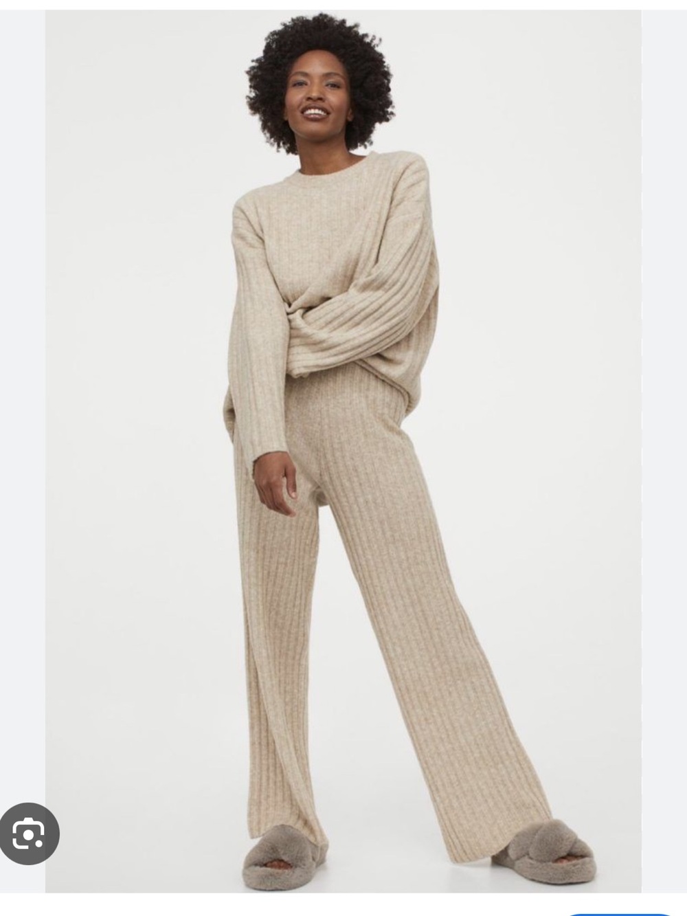H&M Ribbed Knit Wide-Leg Lounge Pants - Picture 5 of 6